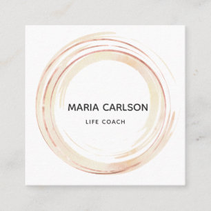 Wasserfarbene abstrakte Kreise Pinselstriche roseg Quadratische Visitenkarte