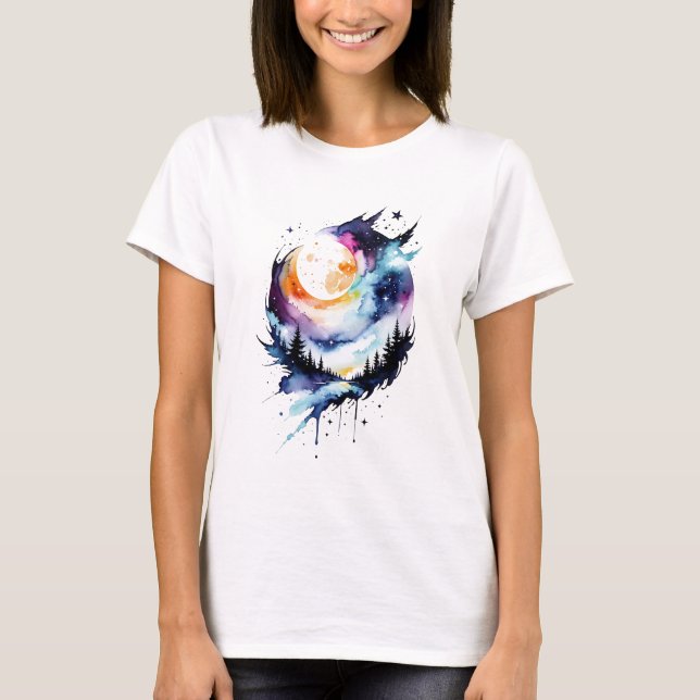 Wasserfarbene Abstrakte Landschaft #1 T-Shirt (Vorderseite)