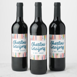 Wasserfarbene Abstrakte Pinselstriche Hochzeiten Weinetikett