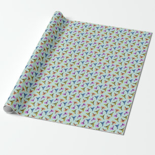 Wasserfarbene alte Hüte: blauer Hintergrund. Geschenkpapier