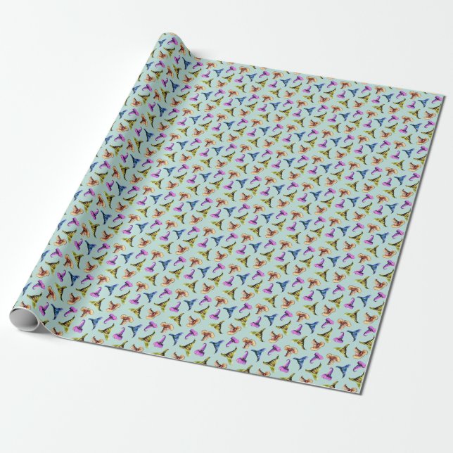 Wasserfarbene alte Hüte: blauer Hintergrund. Geschenkpapier (Ungerollt)