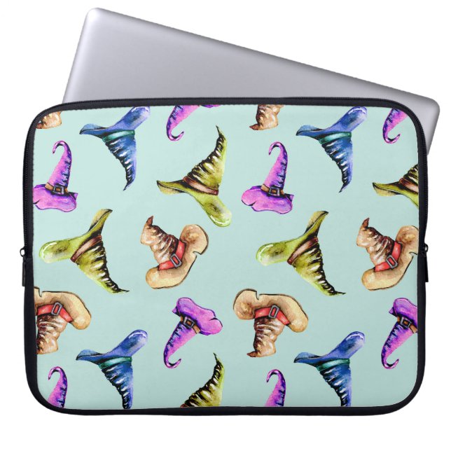 Wasserfarbene alte Hüte: blauer Hintergrund. Laptopschutzhülle (Vorderseite)