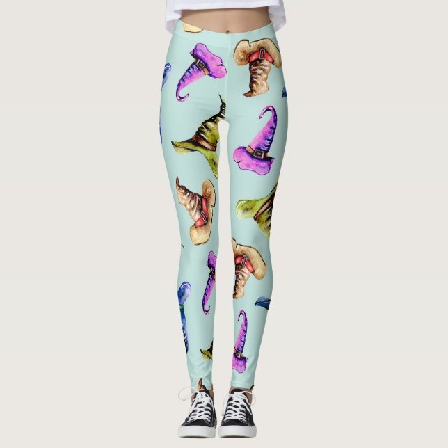 Wasserfarbene alte Hüte: blauer Hintergrund. Leggings (Vorderseite)