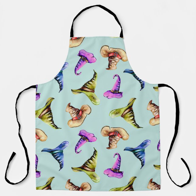 Wasserfarbene alte Hüte: blauer Hintergrund. Schürze (Vorderseite)