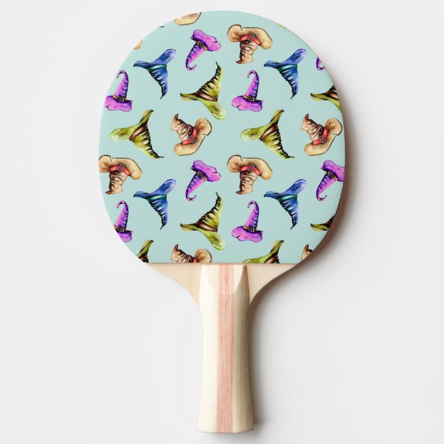 Wasserfarbene alte Hüte: blauer Hintergrund. Tischtennis Schläger (Vorderseite)