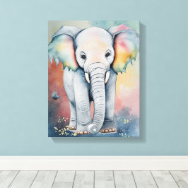 Wasserfarbene Baby-Elefanten-Wandkunst mit traumha Leinwanddruck