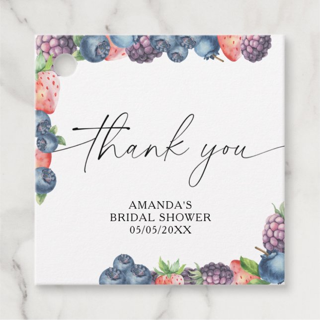 Wasserfarbene Beeren - Süßbeerentext Geschenkanhänger (Vorderseite)