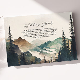 Wasserfarbene Berge Kiefernwälder Hochzeiten Detai Begleitkarte