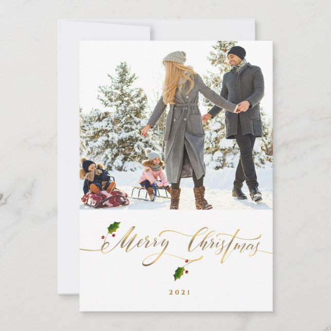 Wasserfarbene Berries Foto Frohe Weihnachten (Vorderseite)