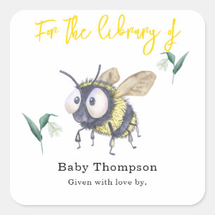 Wasserfarbene Biene - für die Bibliothek Quadratischer Aufkleber