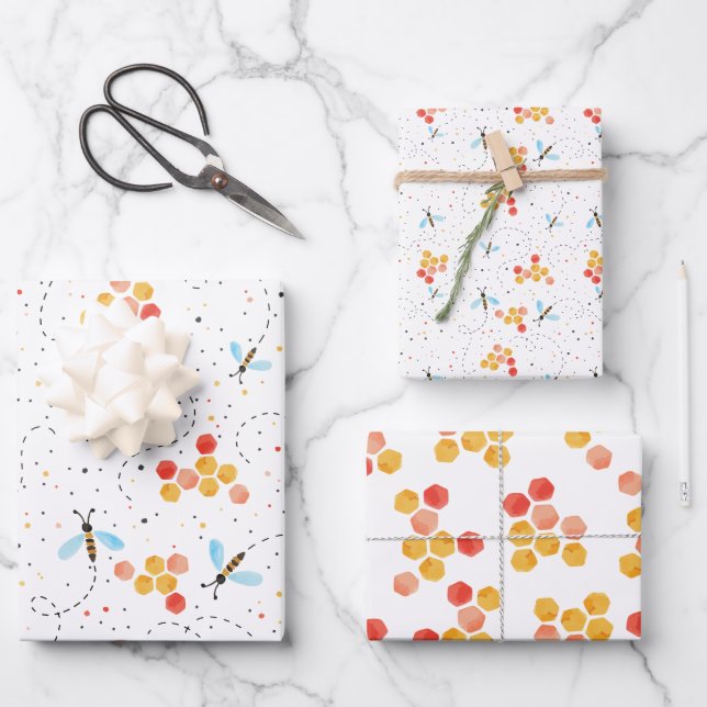 Wasserfarbene Biene  Geschenkpapier Set (Vorderseite)