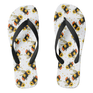 Wasserfarbene Bienen und Polka-Dots Flip Flops