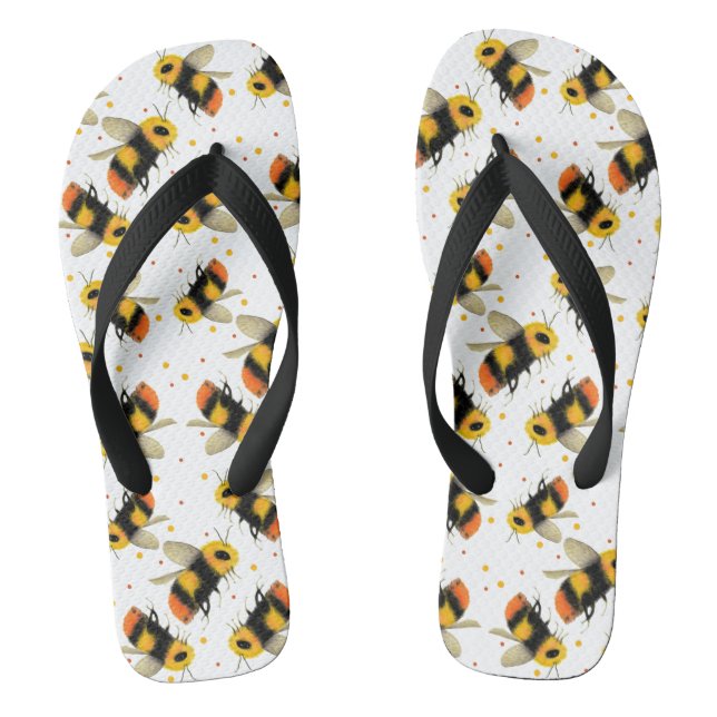 Wasserfarbene Bienen und Polka-Dots Flip Flops (Fußbett)