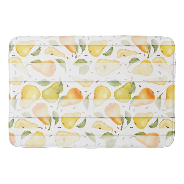 Wasserfarbene Birne Frische Frucht Muster Badematte (Vorderseite)