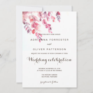 Wasserfarbene Blätter Chic Wedding Einladung