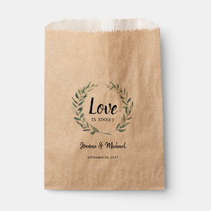 Wasserfarbene Blätter Liebe ist Sweet Wedding Leck Geschenktütchen