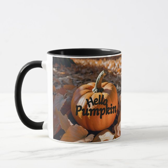 Wasserfarbene Blätter Pumpkin Kaffeegenuss Tasse (Links)