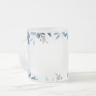 Wasserfarbene blaue botanische mattierte Glas-Tass Mattglastasse