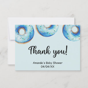 Wasserfarbene blaue Donuts Danksagungskarte Dankeskarte