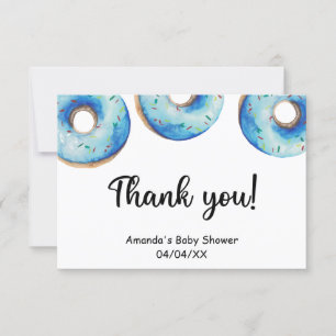 Wasserfarbene blaue Donuts Danksagungskarte Dankeskarte