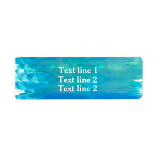 Wasserfarbene blaue Flecken Tropische Adressetiket