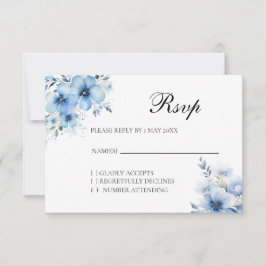 Wasserfarbene blaue Floral-RSVP-Karte RSVP Karte