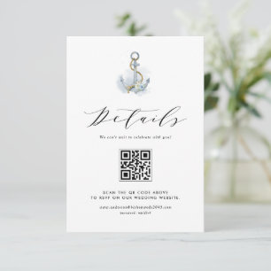 Wasserfarbene blaue florale Anker-QR-Code-Details Begleitkarte