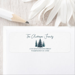 Wasserfarbene blaue Pinienbäume Frohe Weihnachten