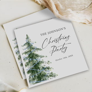 Wasserfarbene Blaue Weihnachtsbaum-Party Serviette