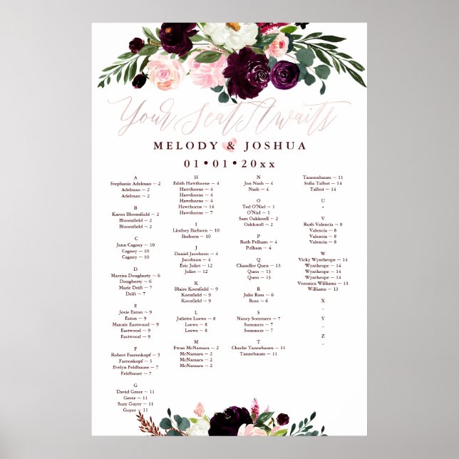 WASSERFARBENE BLUME, ALPHABETISCH POSTER (Vorne)