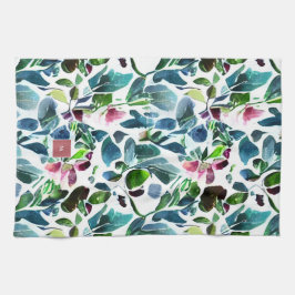 Wasserfarbene Blume botanisch mit Monogramm Geschirrtuch