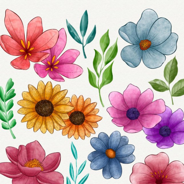 Wasserfarbene Blume Flip Flops (A vibrant array of hand-painted flowers fills the canvas, showcasing a delightful mix of colors.)