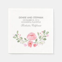 Wasserfarbene Blume Romantische Hochzeit Serviette