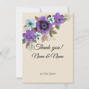 Wasserfarbene Blume Romantischer Marmor Dankeskarte