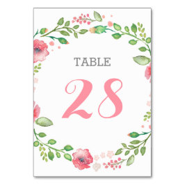 Wasserfarbene Blume Wreath Niedlich Elegante Hochz Tischnummer