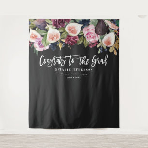 Wasserfarbene Blumen-Absolventen-Glückwunschbanner Wandteppich