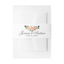 Wasserfarbene Blumen Elegante Hochzeit Einladungsbanderole