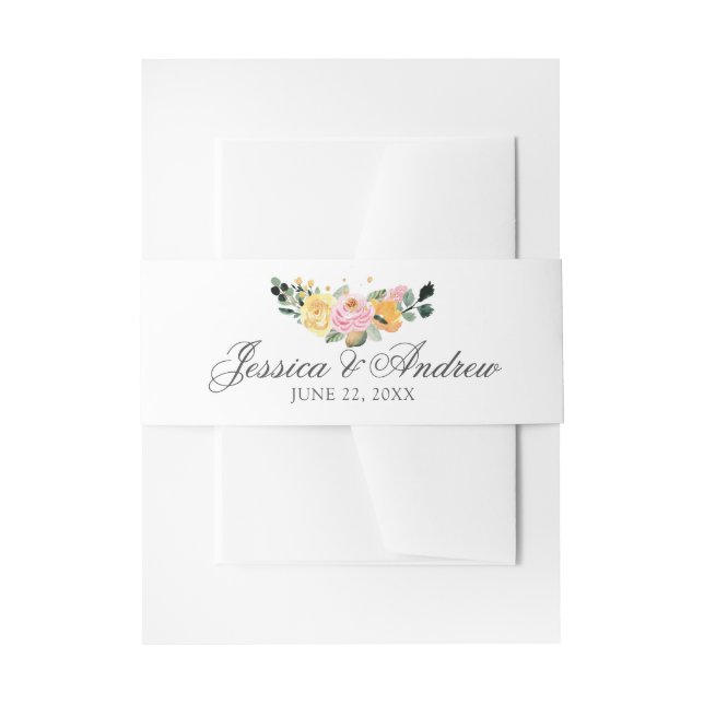 Wasserfarbene Blumen Elegante Hochzeit Einladungsbanderole (Vorderseite Beispiel)