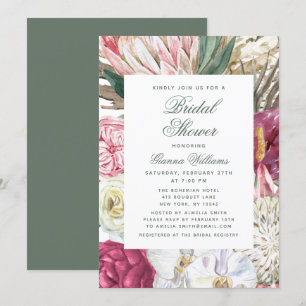 Wasserfarbene Blumen Elegantes Brautparty Einladung