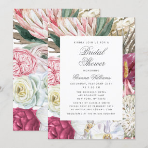 Wasserfarbene Blumen Elegantes Brautparty Einladung