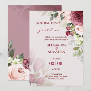 Wasserfarbene Blumen Hochzeitsempfang Einladung