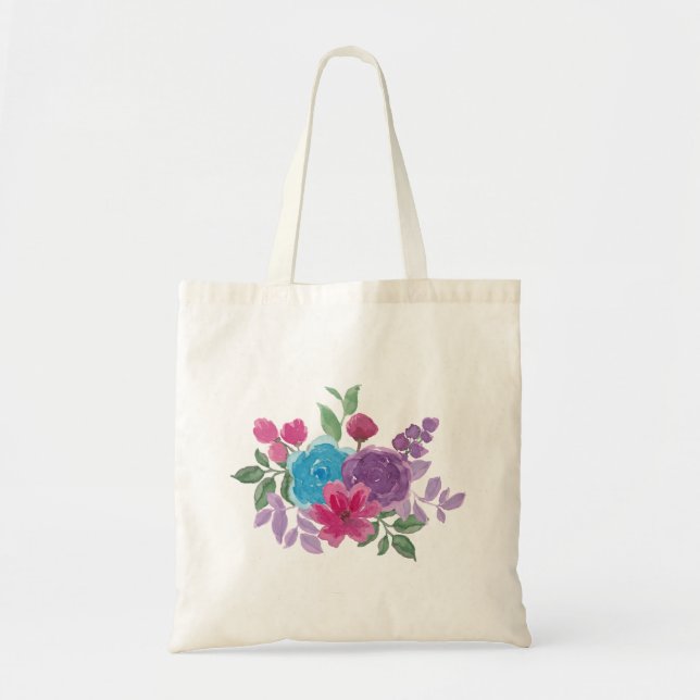 wasserfarbene Blumen Tragetasche (Vorne)
