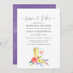 Wasserfarbene Blumenbrauen vor dem I Dos Einladung