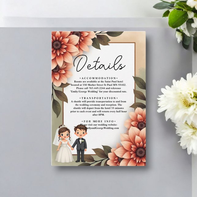 Wasserfarbene Blumenbrille und Groom Romantische H Begleitkarte (Von Creator hochgeladen)