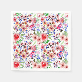 Wasserfarbene Blumeneleganz Serviette