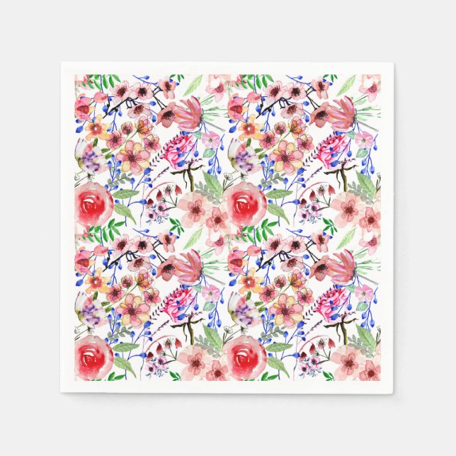 Wasserfarbene Blumeneleganz Serviette (Vorderseite)
