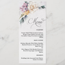 Wasserfarbene Blumenkalligraphie Moderne Hochzeits Menükarte