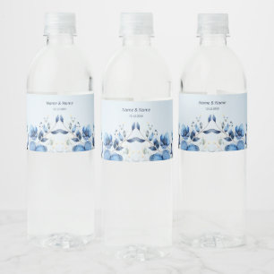 Wasserfarbene Blüten Wasserflaschen Etikett