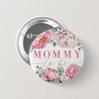 Wasserfarbene Blütendusche "Mommy to Be" Kinderdus Button