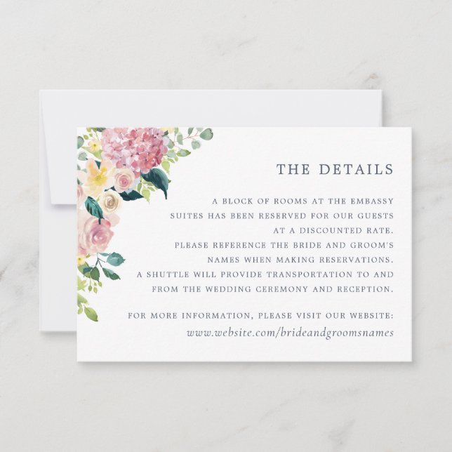 Wasserfarbene Blütengrün Elegante Details Einladung (Vorderseite)